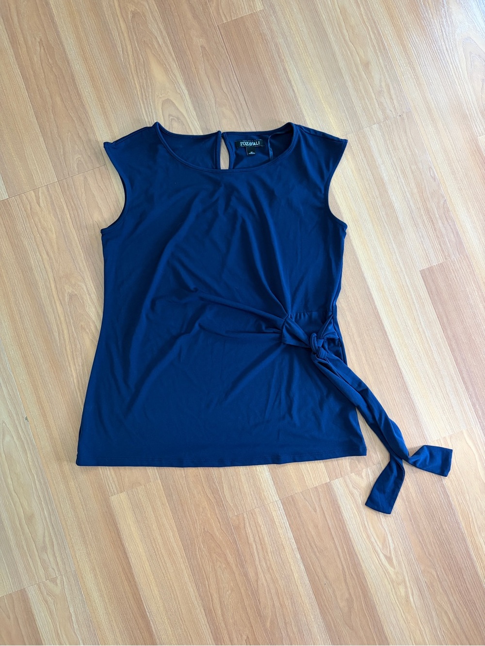 Roz & Ali Navy Side Tie Sleeveless Tank